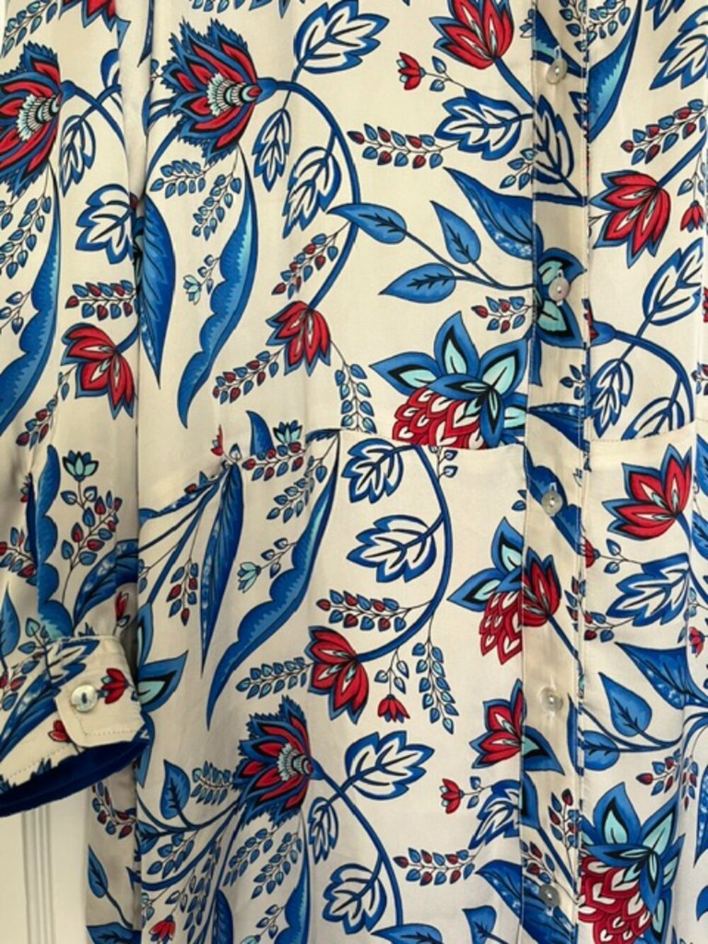 French Designer Emma Ducci 100% Silk Maxi Shirt Dress | Size 10 - Picture 6 of 12